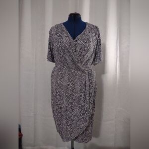 Madison Wrap Style Dress Black and White Animal Print
